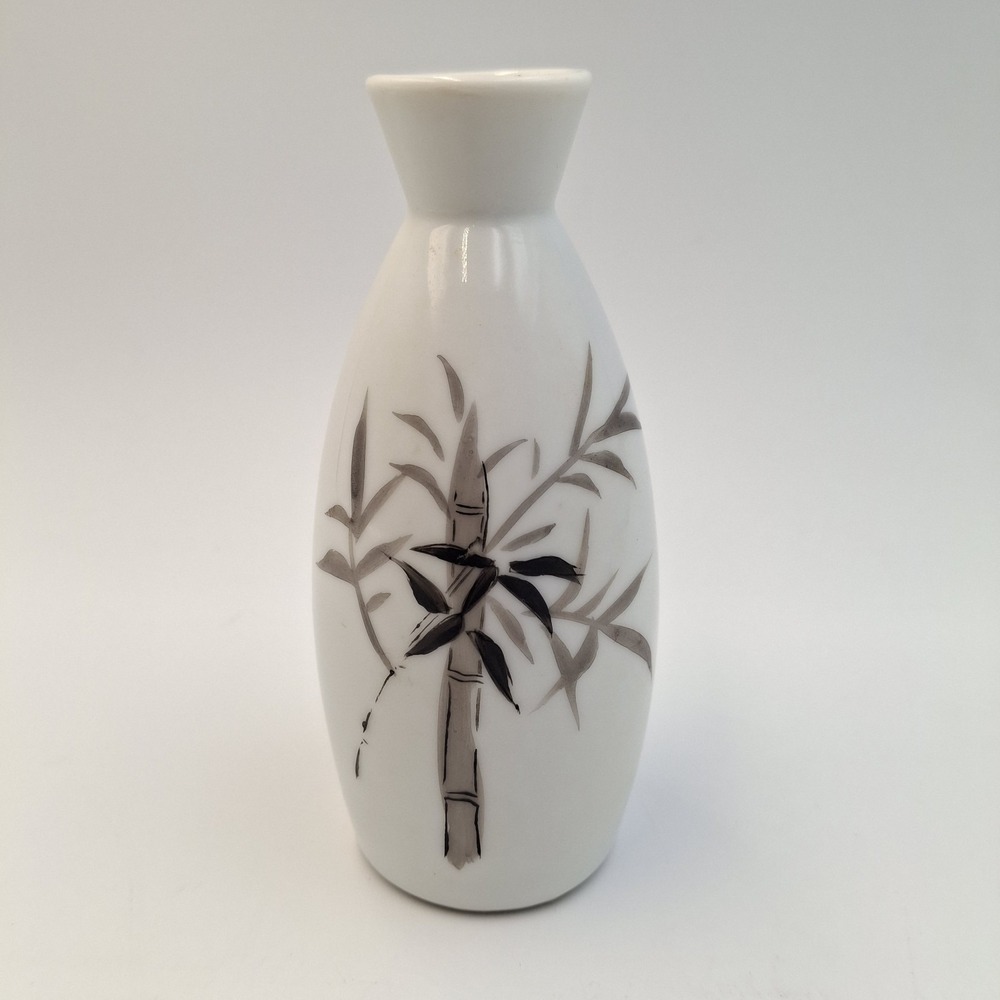 Vintage Japanese Sake Bottle Bud Vase - Hand Decorated Bamboo Design Japan‎ CAGC